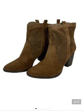 Esdra Leather Cut Out Heeled Ankle Booties Size‎ 39 or US Size 10 Brazili Boho